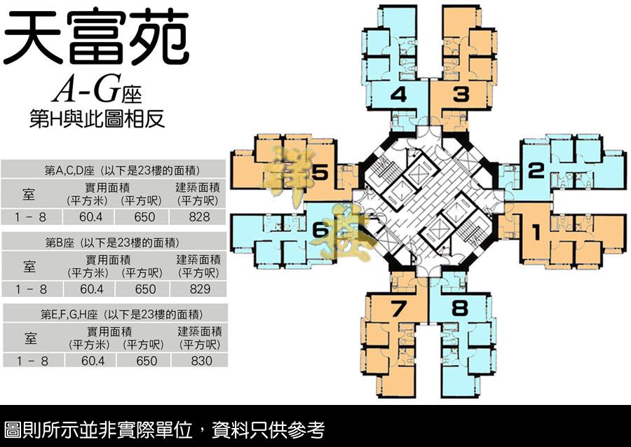天富苑 圖則 FLOOR PLAN BLOCK A-H