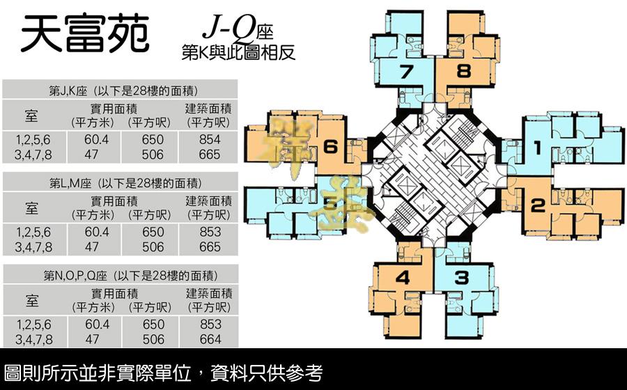 天富苑 圖則 FLOOR PLAN BLOCK J-Q