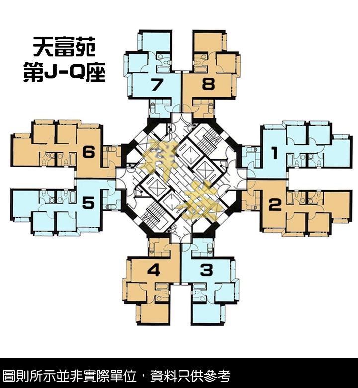 天富苑 圖則 FLOOR PLAN BLOCK J-Q